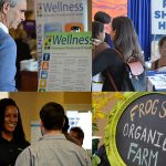 four images of last year's benefits and wellness fair attendees and vendors